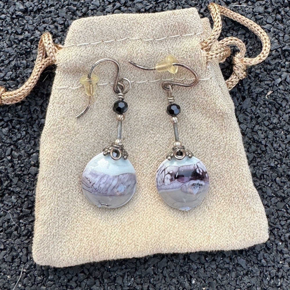 Elegant Silver Moretti Glass Earrings
